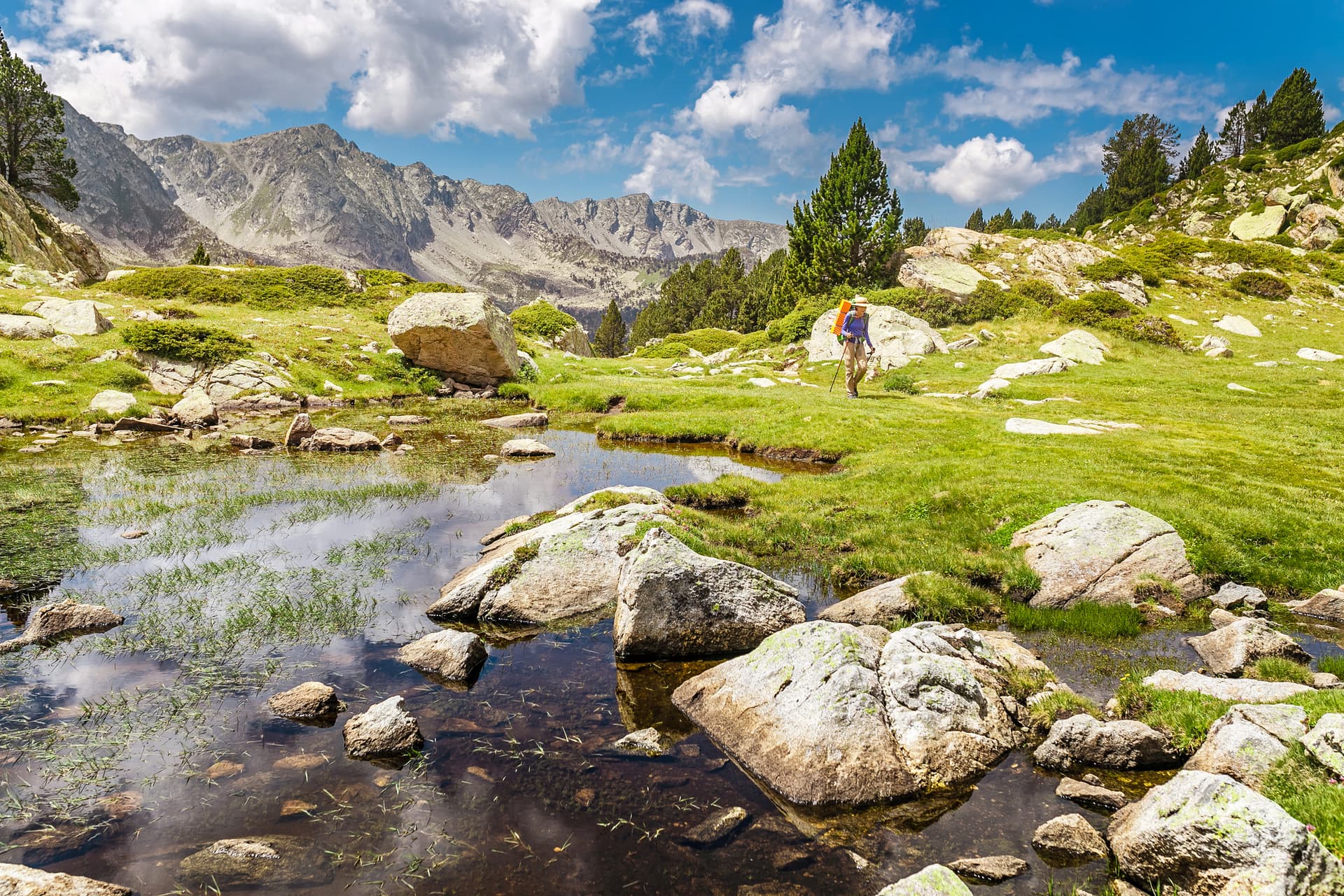 Andorra-Pyrenees-hiker-sunshine-summer