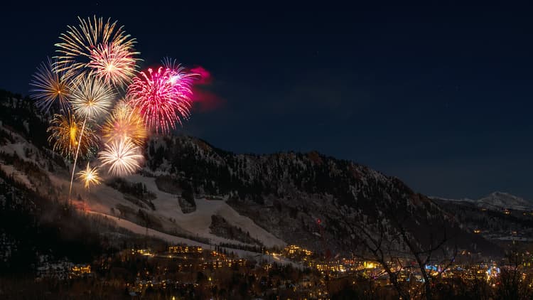 Fireworks sparkle over ski resort