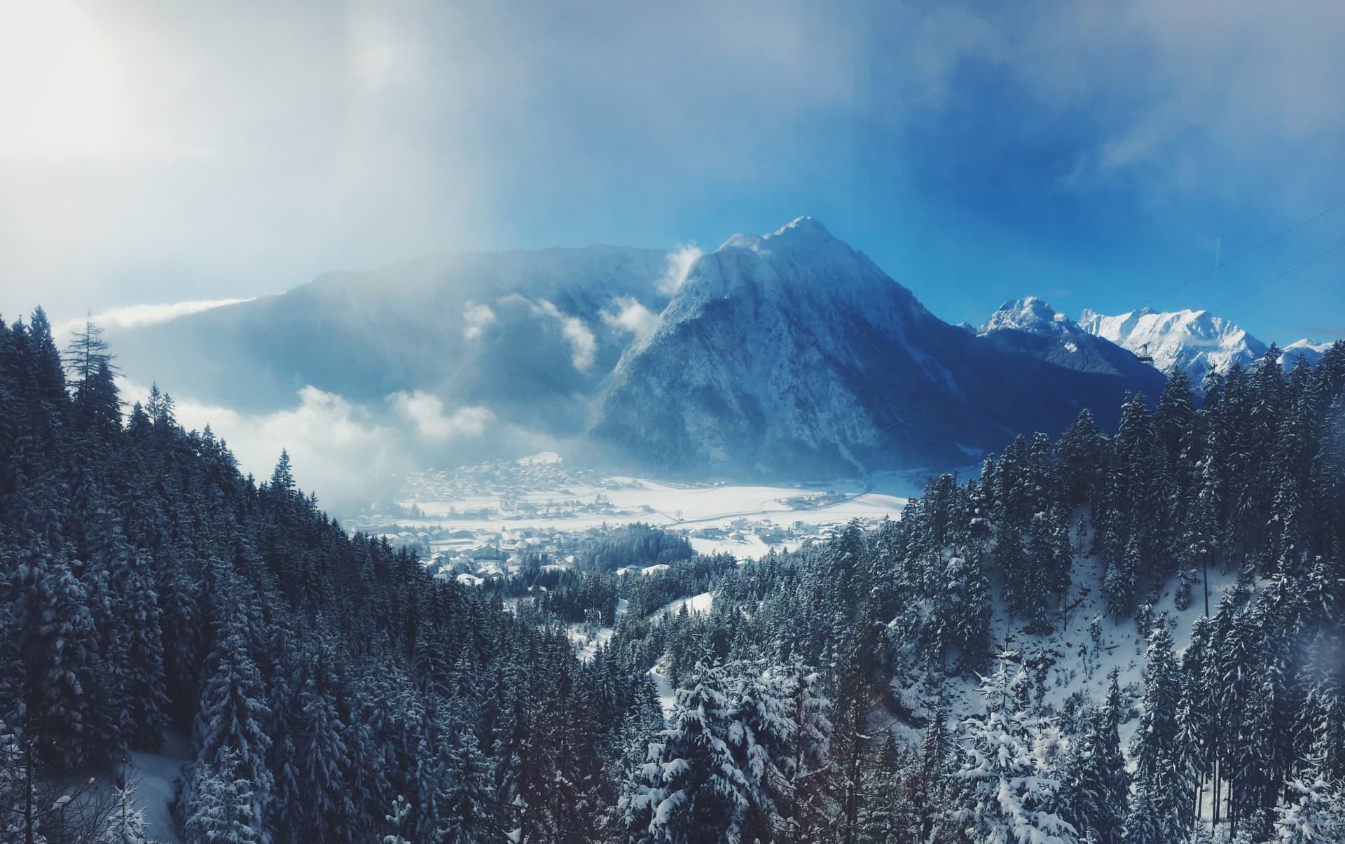 Achensee ski resort in snow