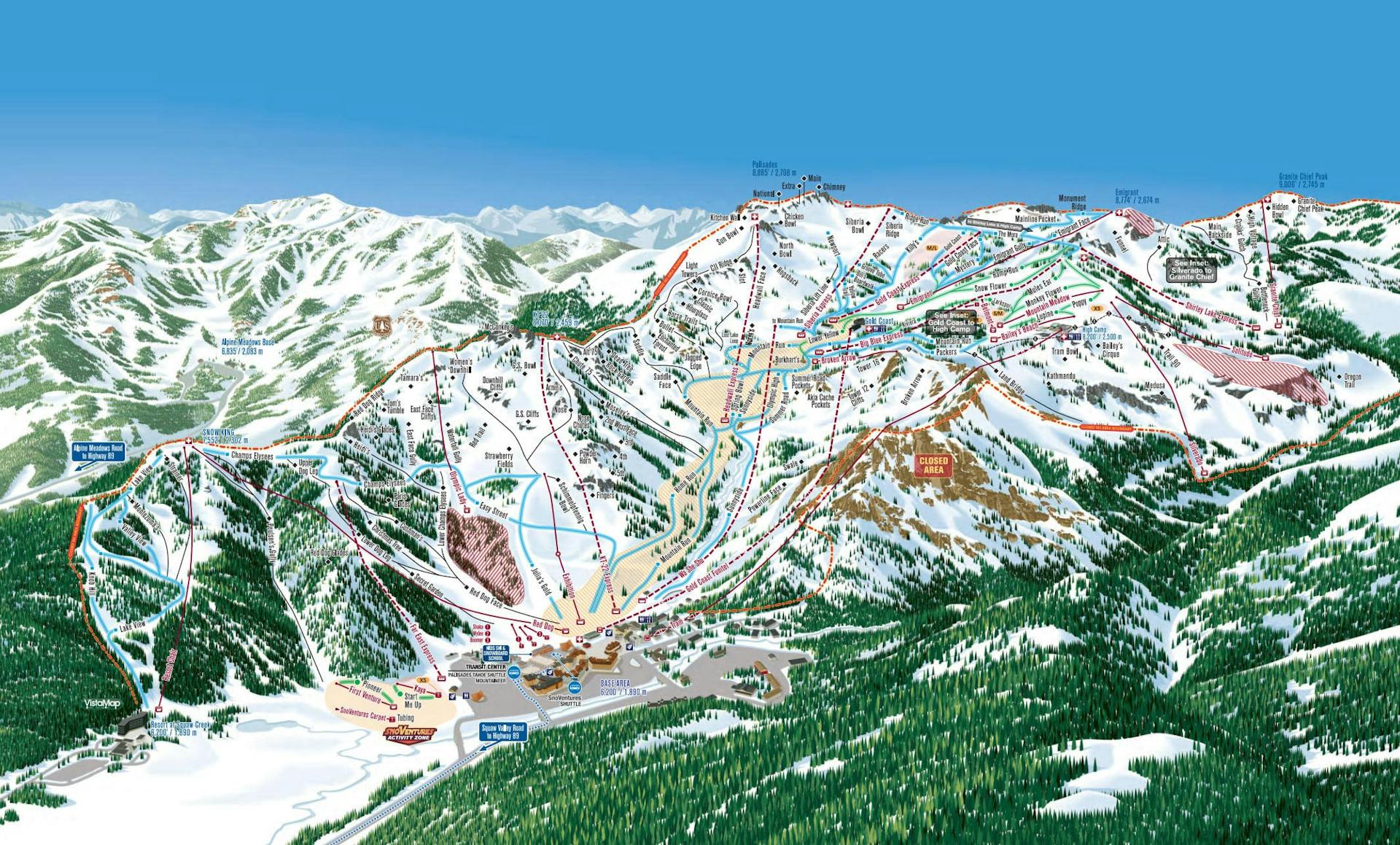 Palisades Tahoe ski map