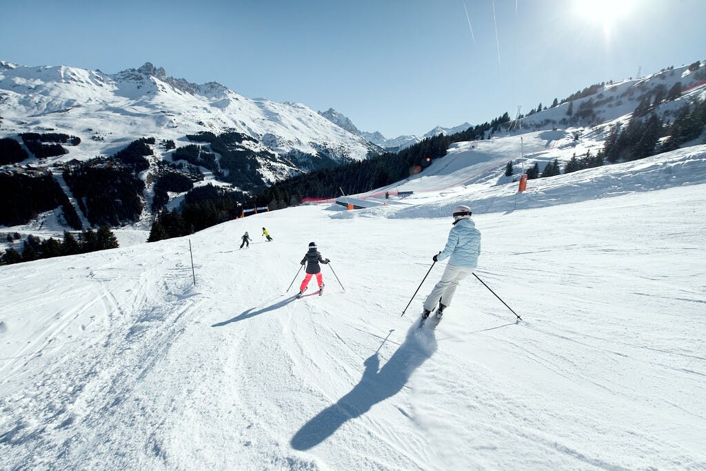 Family skiing in three valleys
