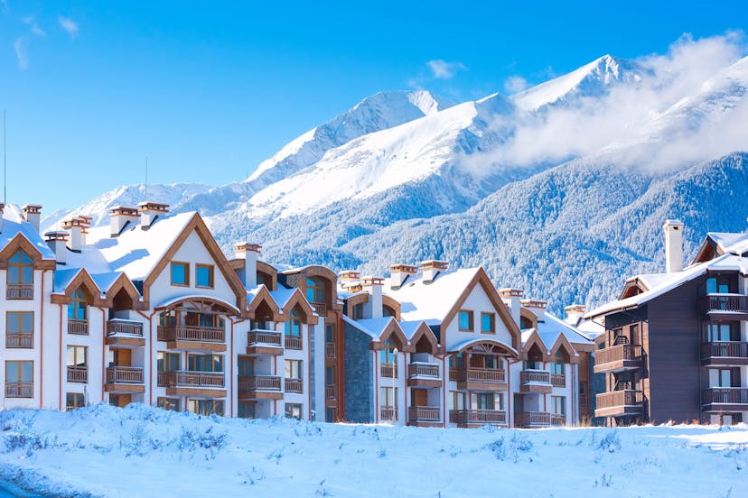 Bansko accommodation beneath snowy mountains in Bulgaria