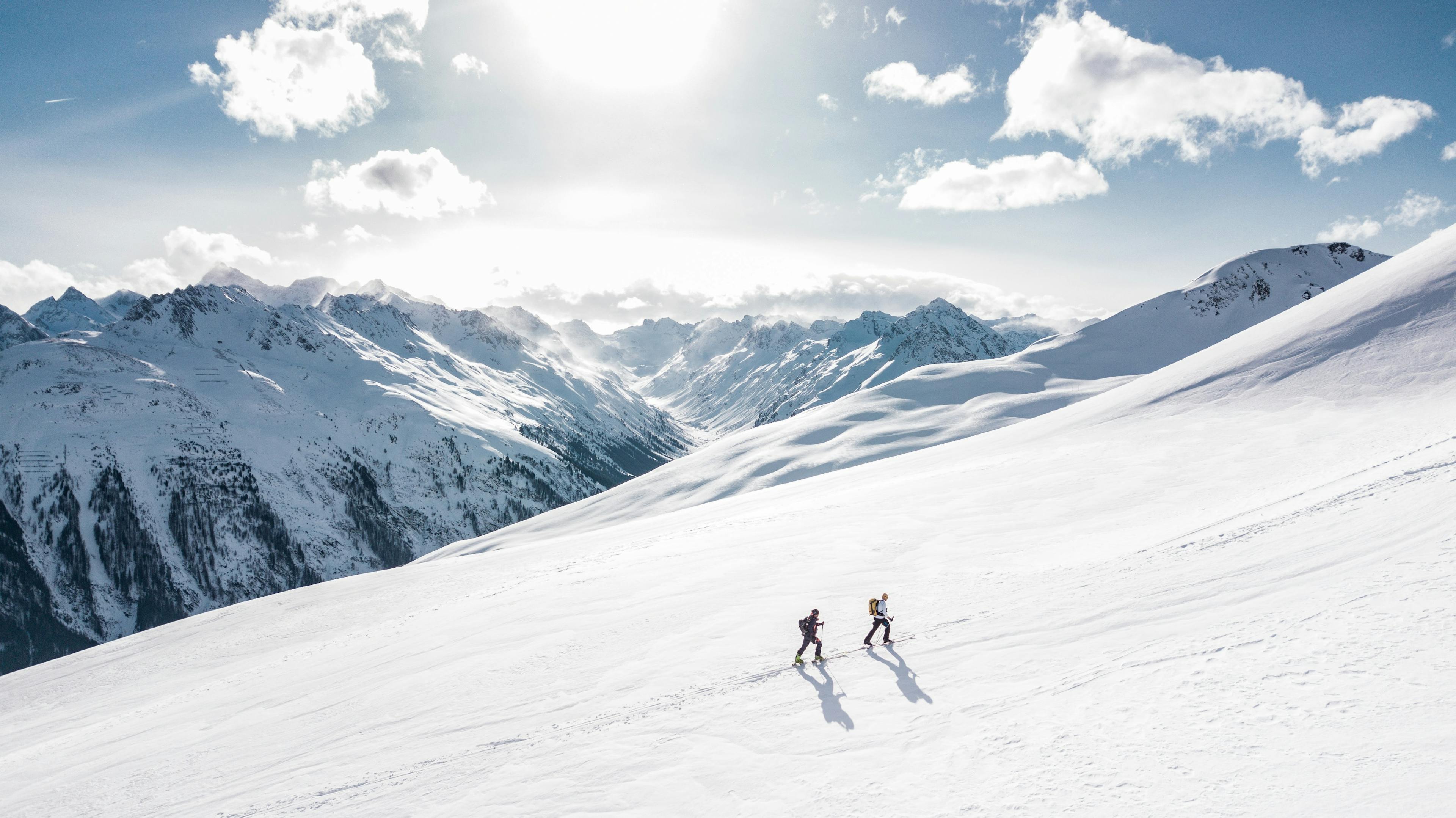 Skiers on the mountain in formigal ski resort