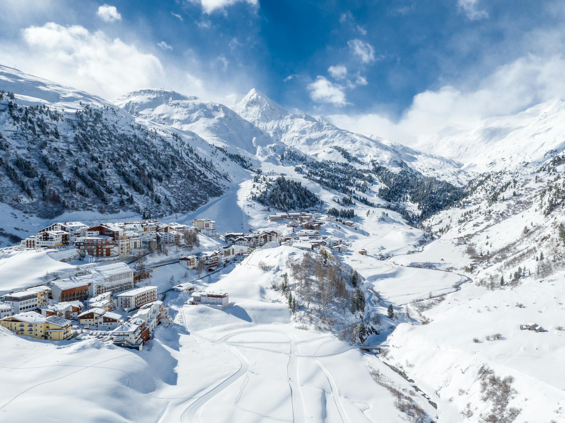 Snowy ski resort or Obergurgl in Austira
