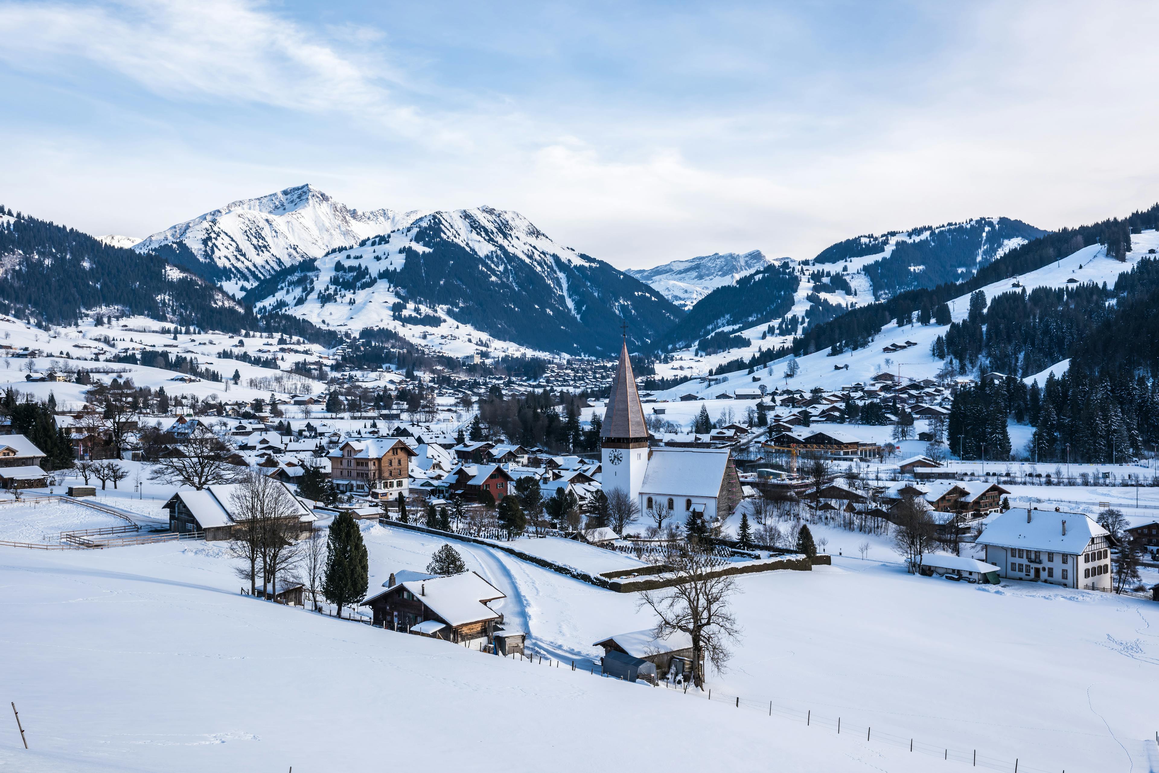 Snowy landscape of Gstaad