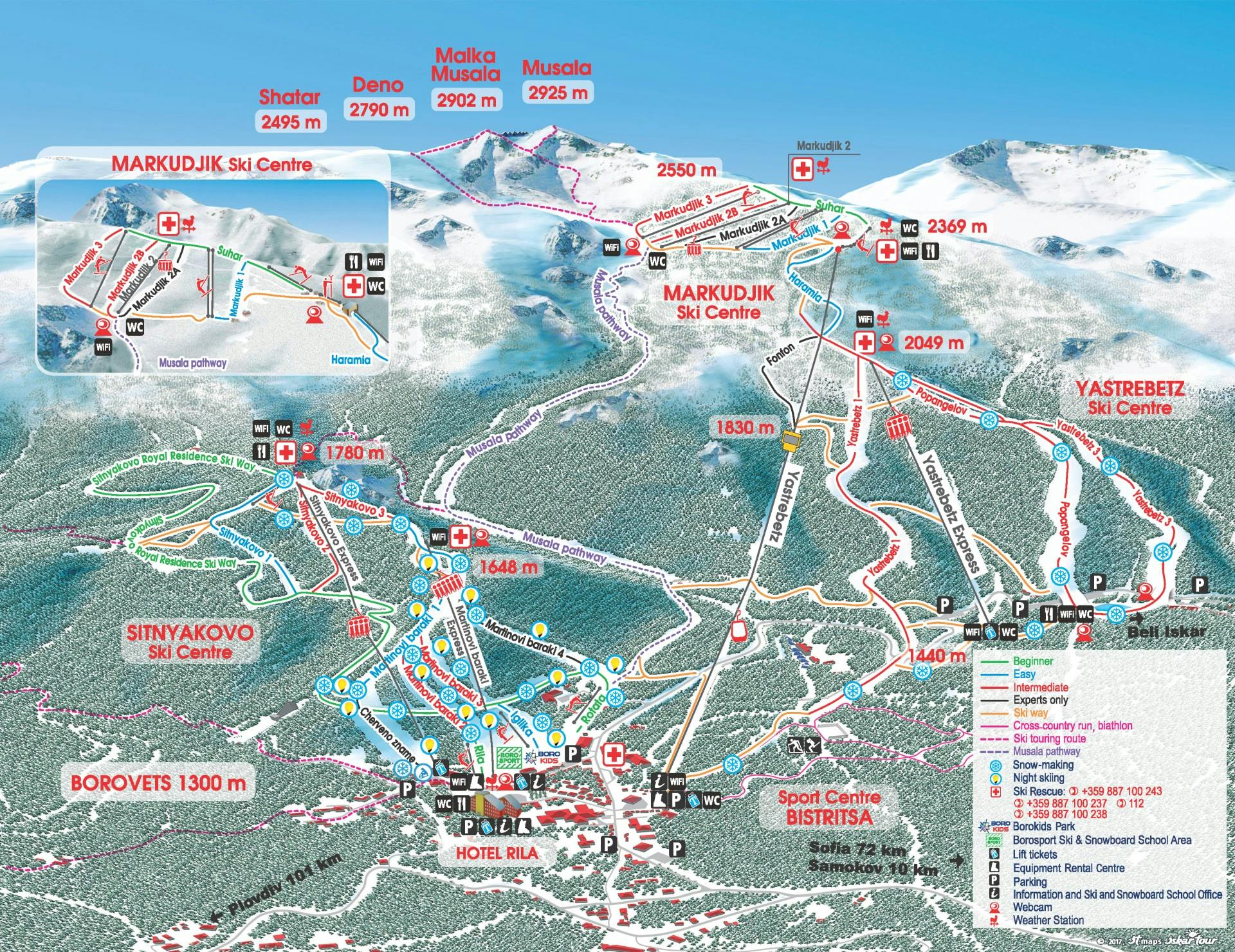Borovets ski map