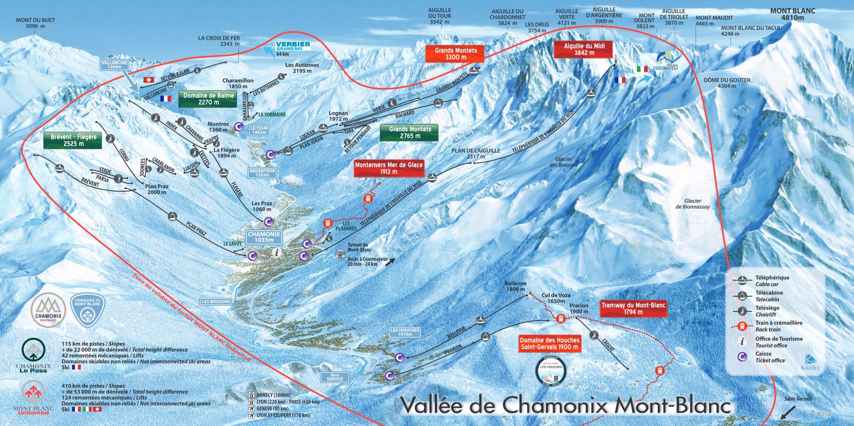 Vallorcine ski map