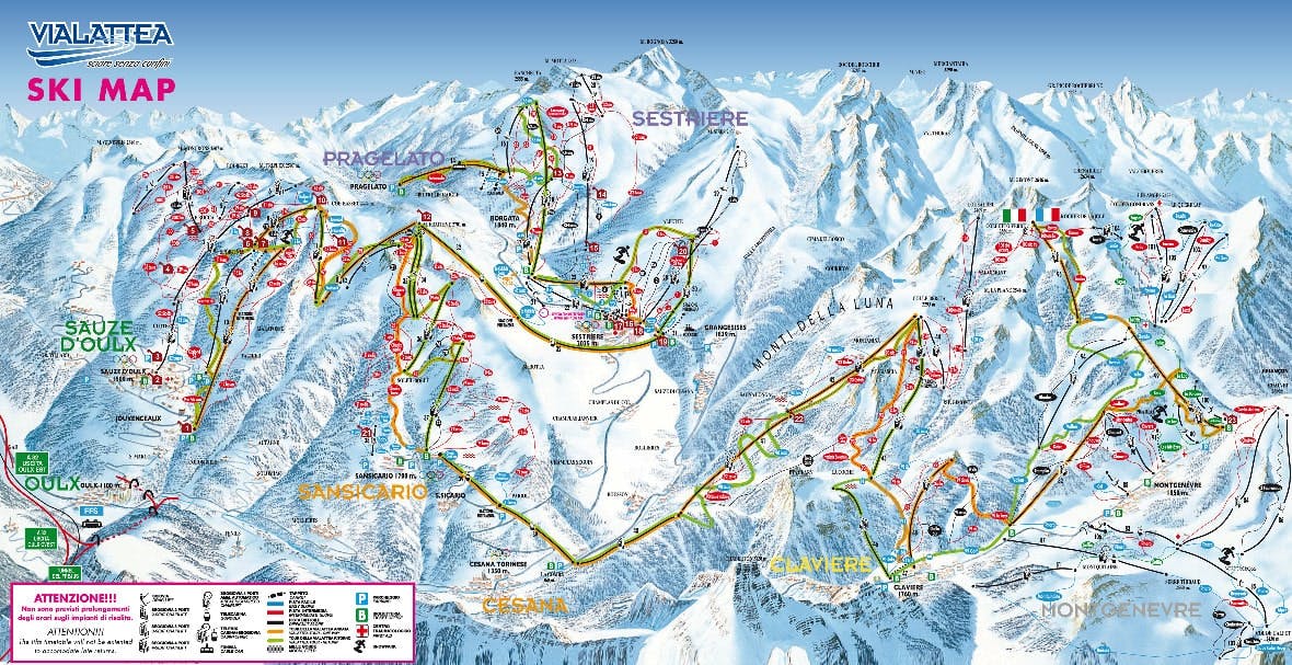 Claviere ski map