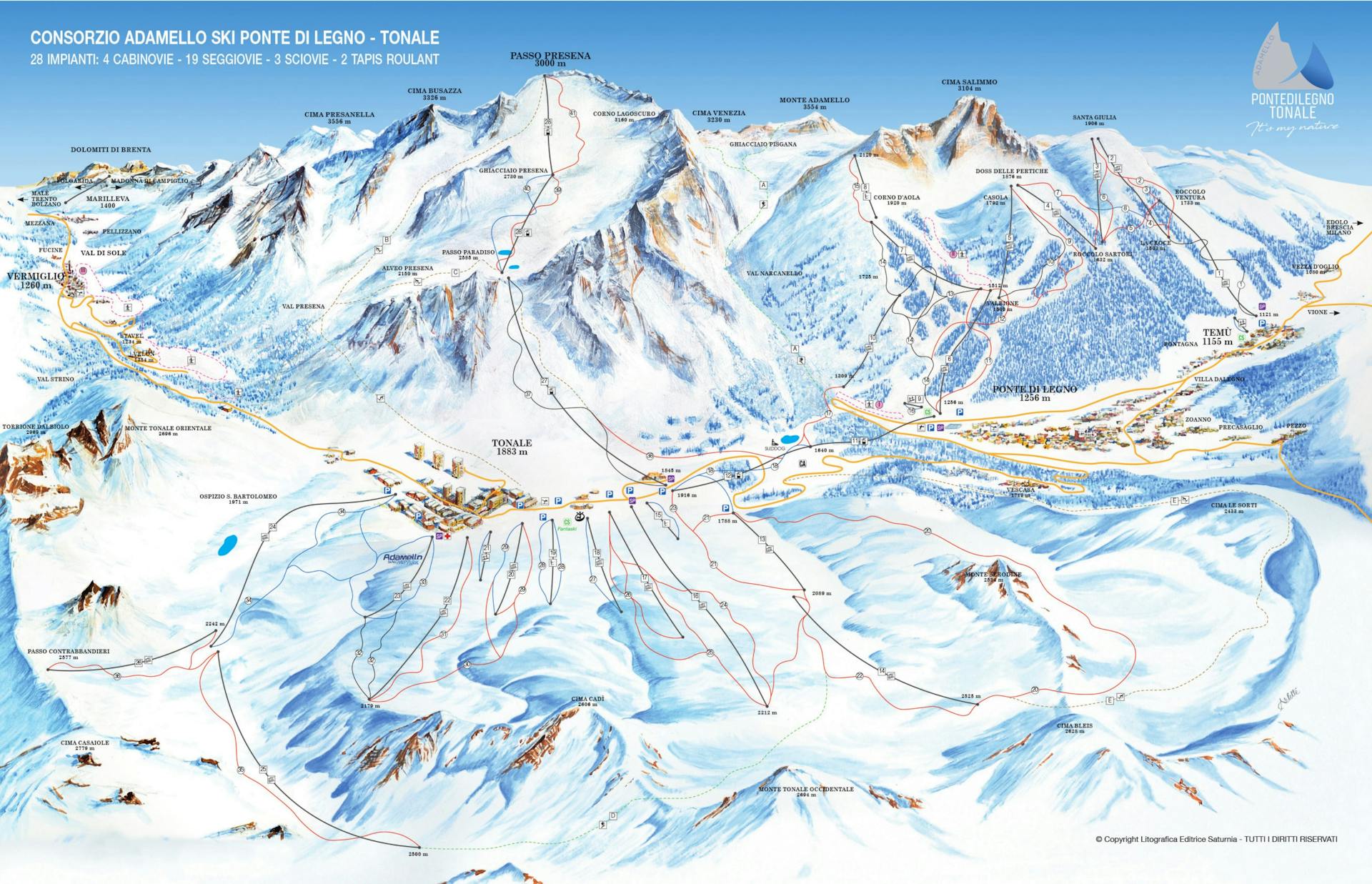 Ponte Di Legno ski map