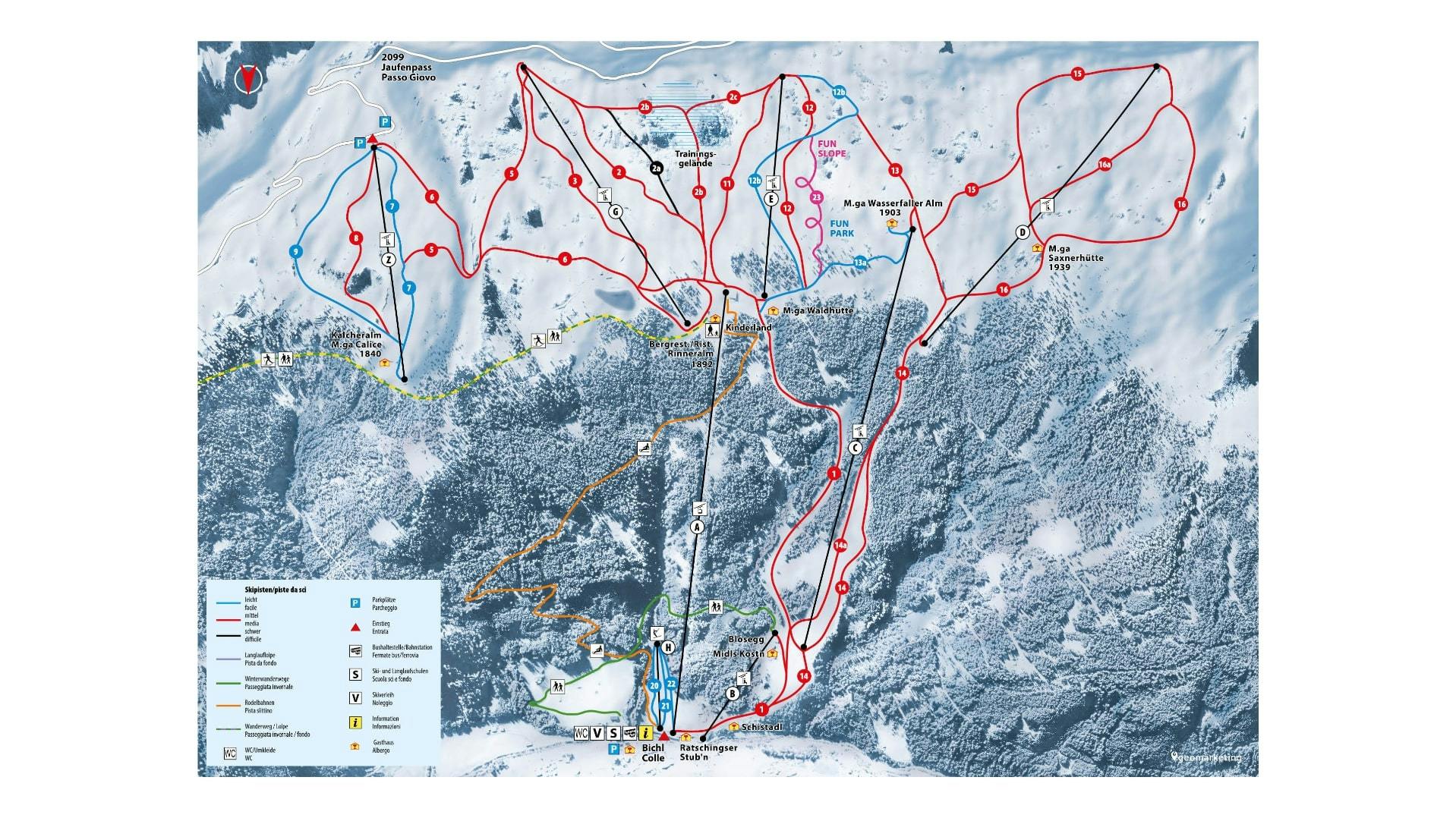 Racines-Giovo ski map