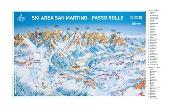 San Martino di Castrozza ski map